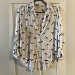 Zebra Printed Button-Up Shirt